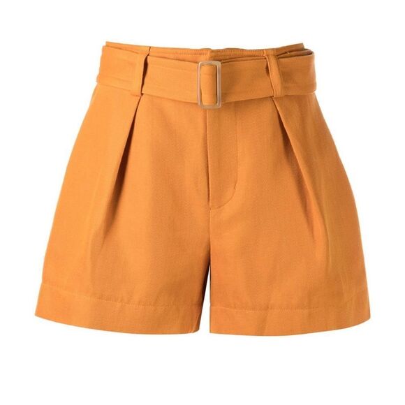 VINCE Belted Cotton Linen Twill Shorts Orange BNWT - Picture 8 of 12